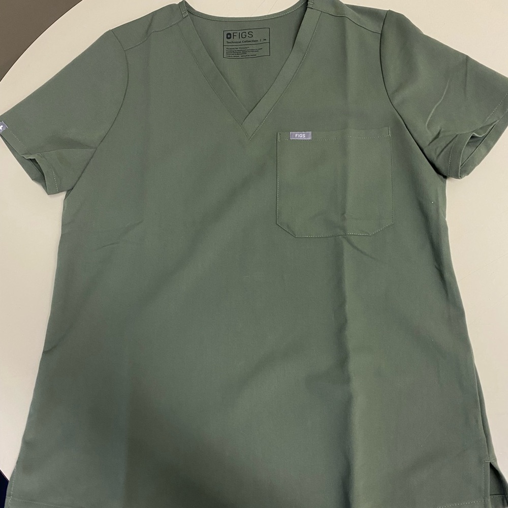 Army Green Figs One Pocket Scrub Top
